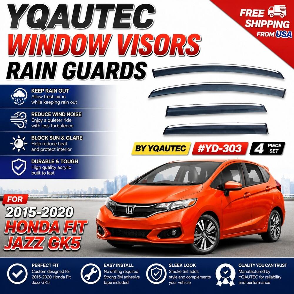 For 2015-2020 Honda Fit Jazz GK5 Window Visors Rain Guards